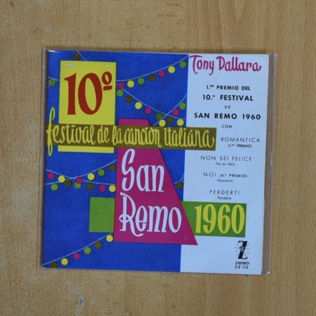 TONY DALLARA - 10 FESTIVAL DE LA CANCION ITALIANA SAN REMO 1960 - EP