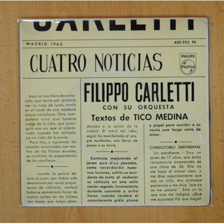 [230288] FILIPPO CARLETTI CON SU ORQUESTA - CUANDO PASE TODO + 3 - EP